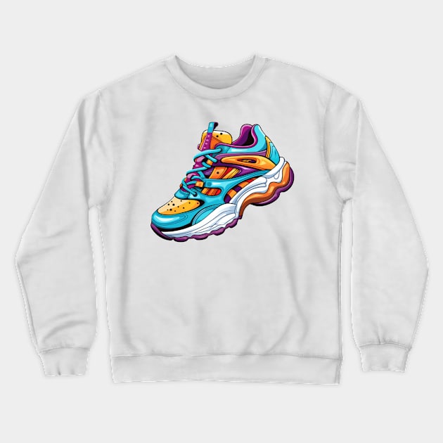 90s Retro Running Shoes Crewneck Sweatshirt by Chromatic Fusion Studio